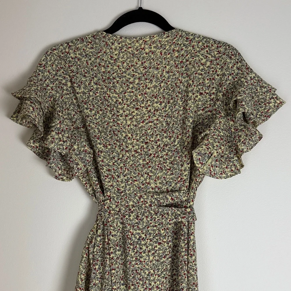 Max Studio Women's Yellow Red Floral High-Low Wrap Dress Size M - Picture 6 of 12